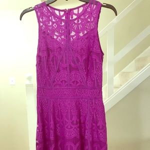 Adelyn Rae fit & flare dress with lace overlay